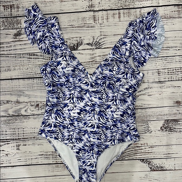 Rik Wil Blue and White One Piece Swimsuit Sz. 1XL - Picture 1 of 12